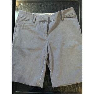 Talbots Perfect Shorts Size 2 Petite White & Blue Stripe Bermuda – Women's